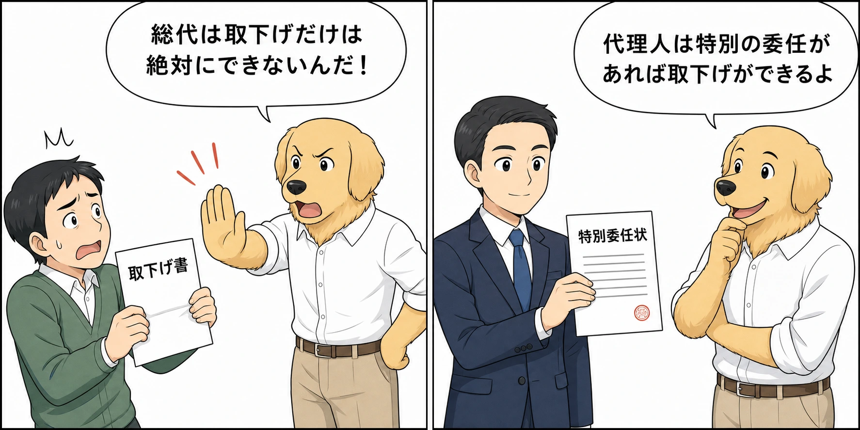 取下げには特別の委任が必要