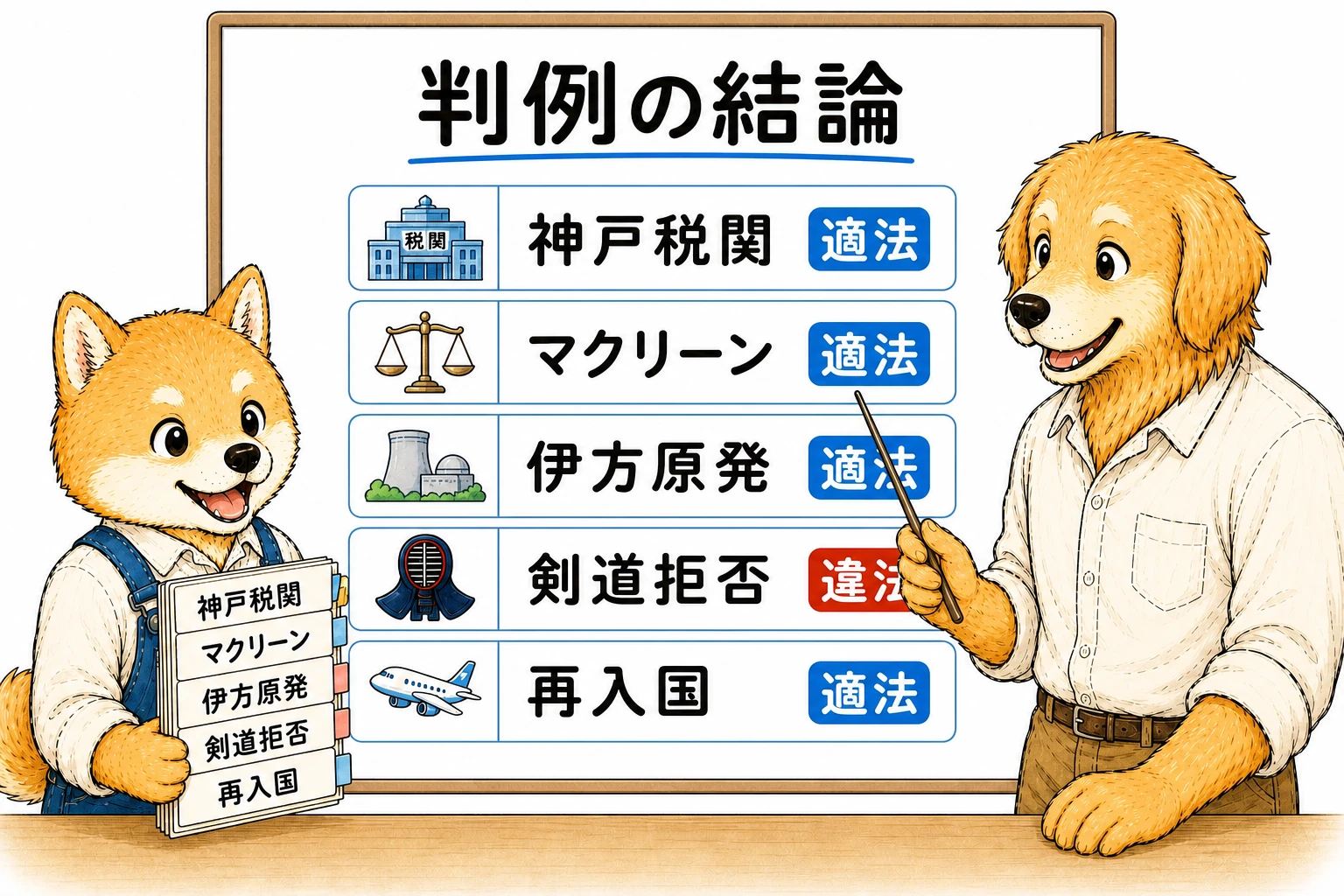 行政裁量に関する判例を整理する漫画