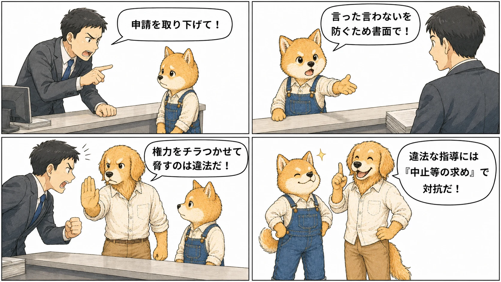 行政指導の防衛ルールを説明する4コマ漫画